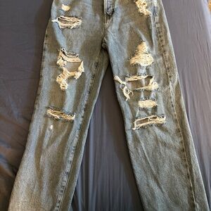 PacSun High Rise Distressed Jeans - Light Blue